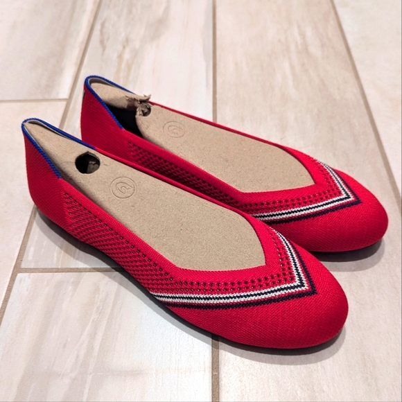 Rothy's The Flat Red Stripe Cherry 9.5 like new - Picture 2 of 8